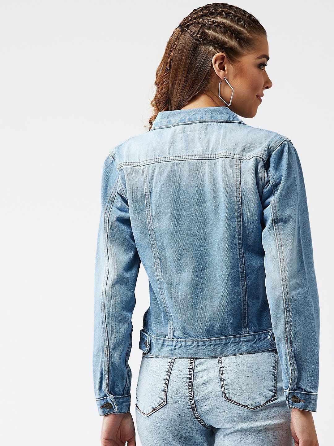 Kotty Women Blue Solid Denim Jacket