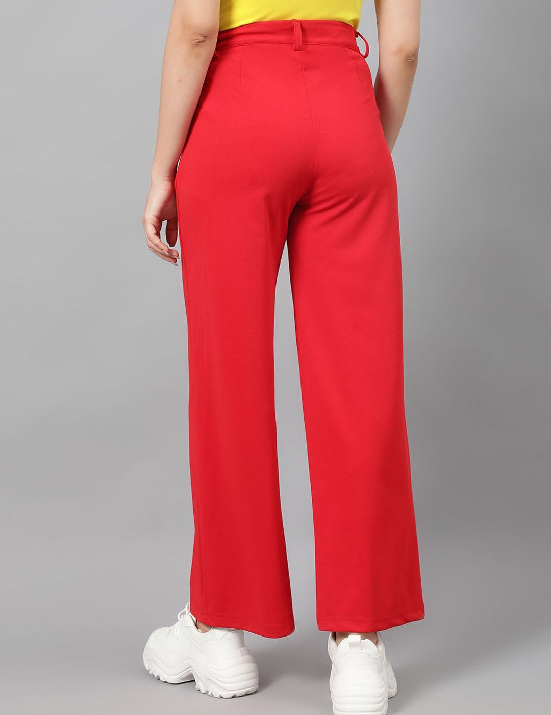 Kotty Women Relaxed Straight Fit High-Rise Easy Wash Trousers