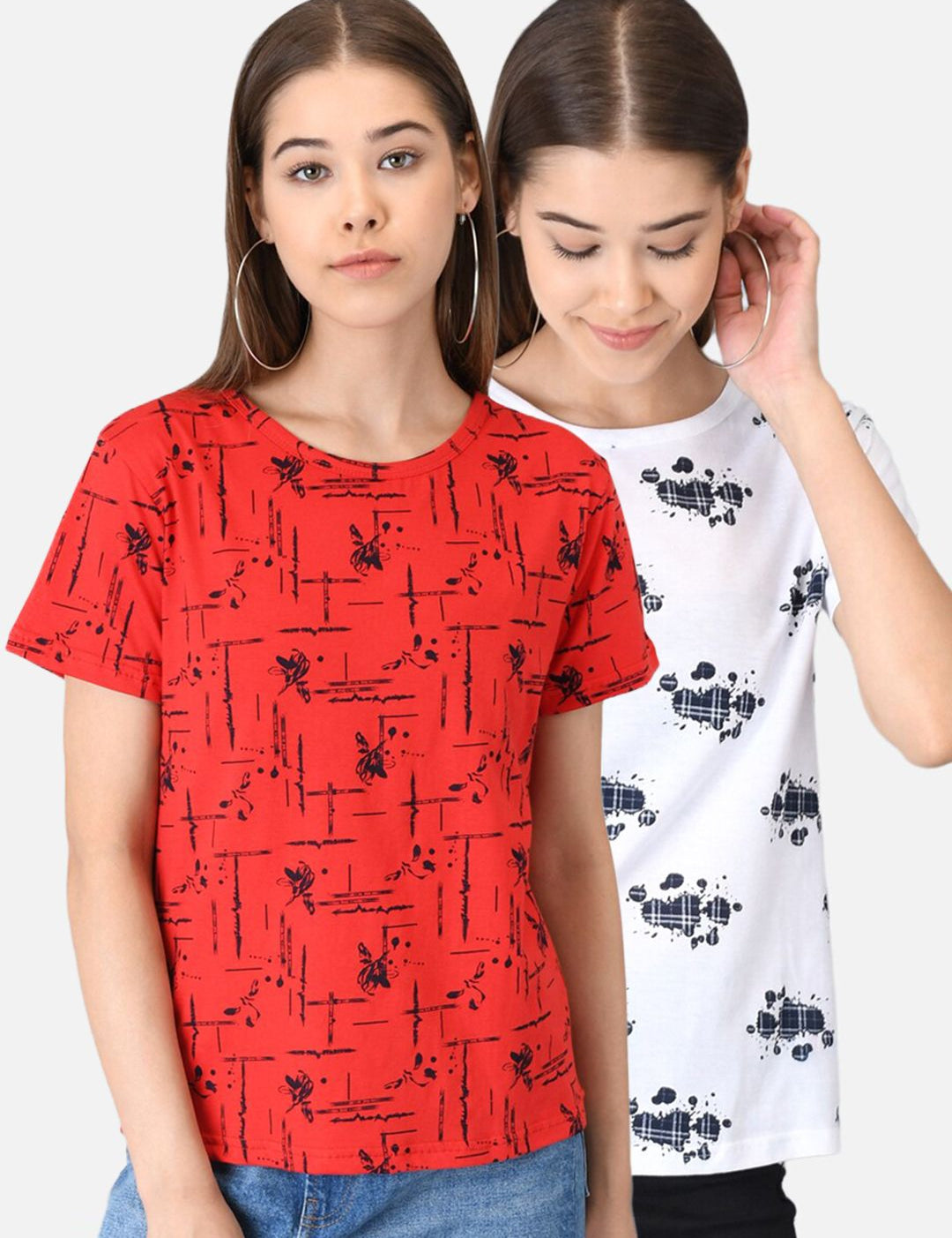 Kotty Women Pack Of 2 Printed Round Neck T-shirts