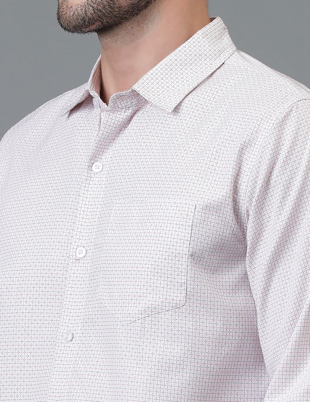 Kotty White Micro Ditsy Printed Spread Collar Casual Shirt