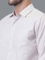 Kotty White Micro Ditsy Printed Spread Collar Casual Shirt