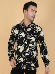 Kotty Men Relaxed Spread Collar Graphic Printed Cotton Casual Shirt