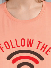 Kotty Typography Printed Scoop Neck Longline T-shirt