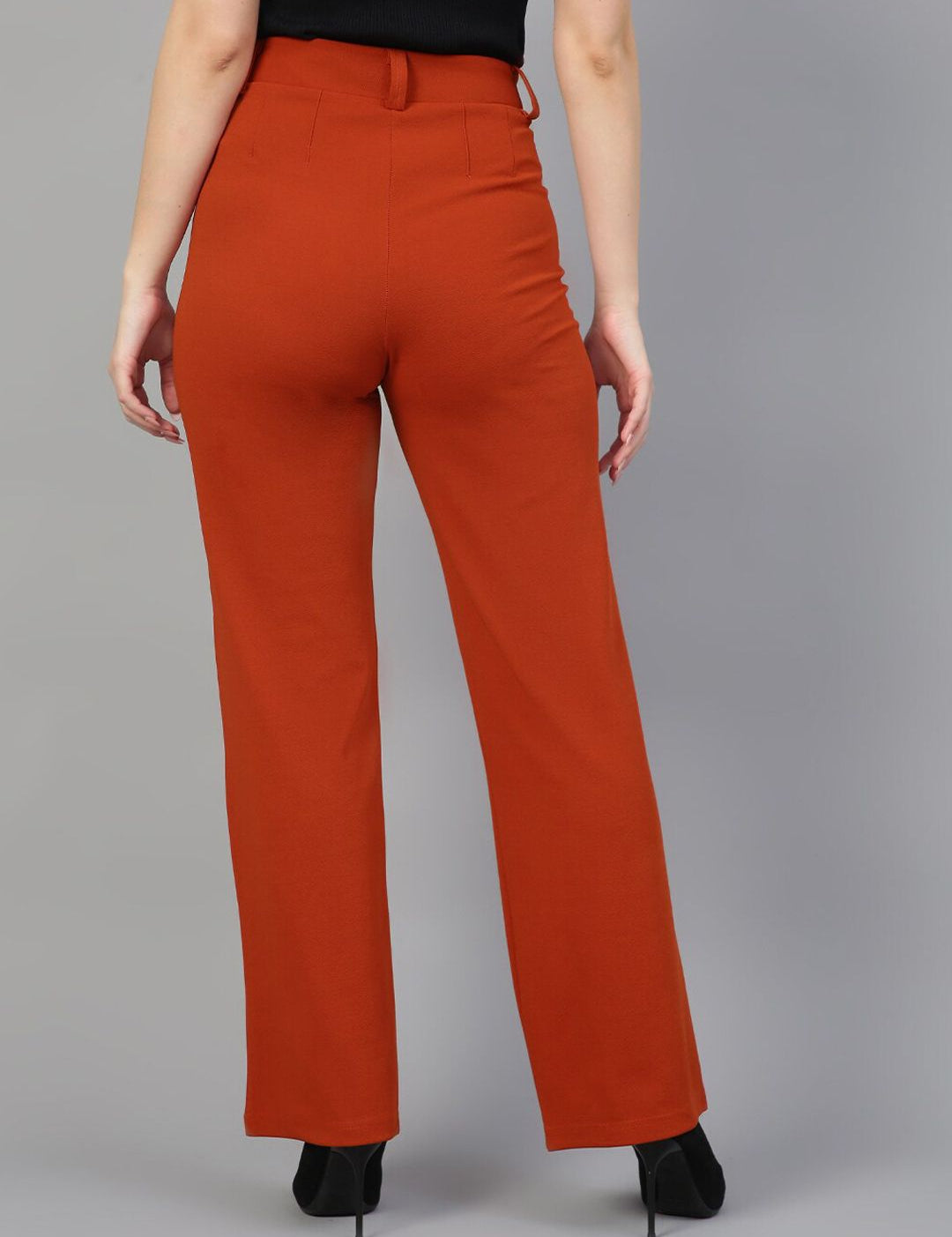 KOTTY BIZwear Women Relaxed Straight Leg Straight Fit High-Rise Easy Wash Trousers