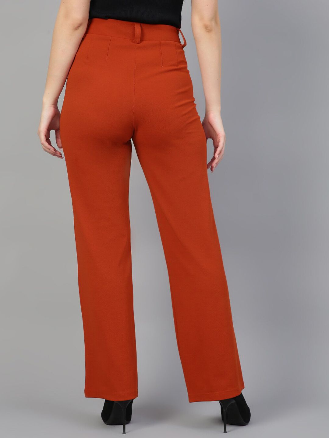 KOTTY BIZwear Women Relaxed Straight Leg Straight Fit High-Rise Easy Wash Trousers