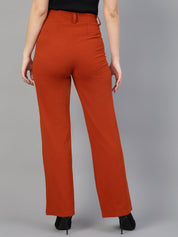 KOTTY BIZwear Women Relaxed Straight Leg Straight Fit High-Rise Easy Wash Trousers