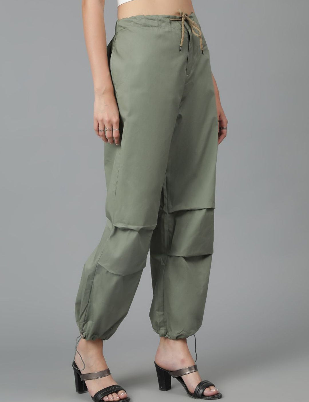 Kotty Women High-Rise Easy Wash Cotton Cargos Trousers