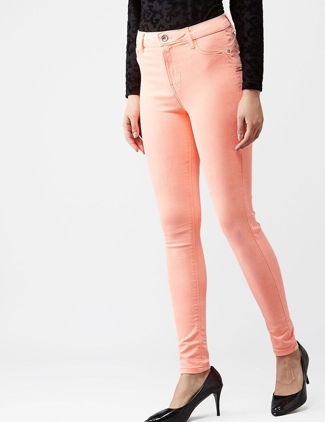 Kotty Women Orange & Coral Skinny Fit Jeans