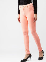 Kotty Women Orange & Coral Skinny Fit Jeans