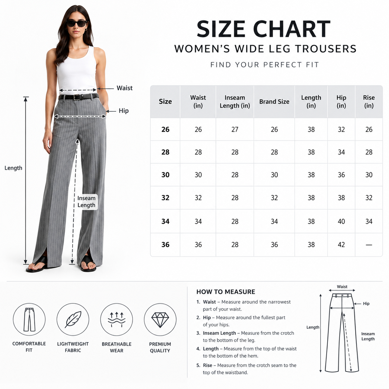 Kotty Women's High-Waist Grey Striped Formal Trouser