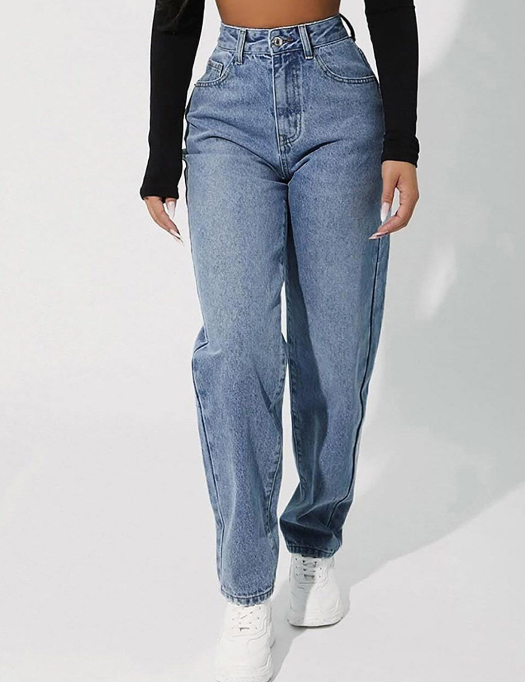 Kotty Women Jean Straight Fit Light Fade High-Rise Stretchable Jeans