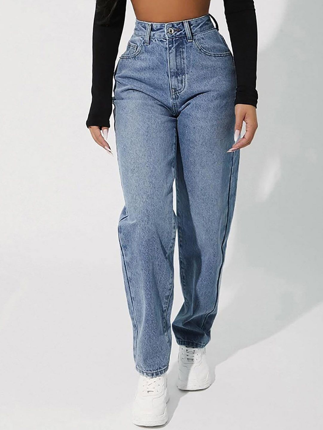 Kotty Women Jean Straight Fit Light Fade High-Rise Stretchable Jeans