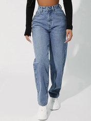 Kotty Women Jean Straight Fit Light Fade High-Rise Stretchable Jeans