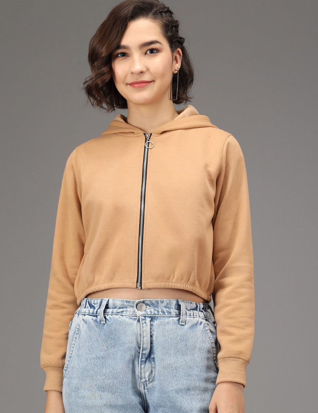 Kotty Women Beige Hooded Sweatshirt