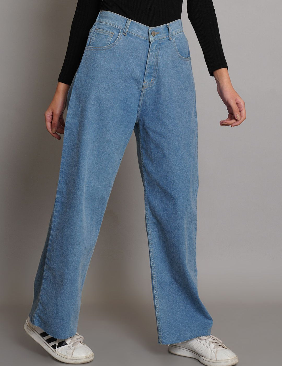 Kotty Women Jean Wide Leg High-Rise Light Fade Stretchable Jeans