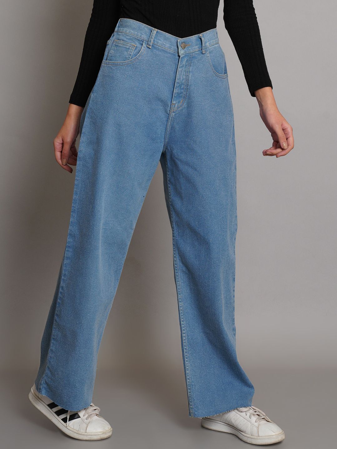 Kotty Women Jean Wide Leg High-Rise Light Fade Stretchable Jeans