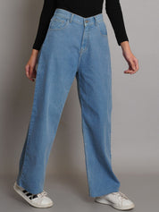 Kotty Women Jean Wide Leg High-Rise Light Fade Stretchable Jeans