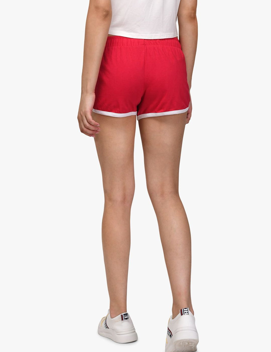 Kotty Women White & Yellow Colourblocked Lounge Shorts