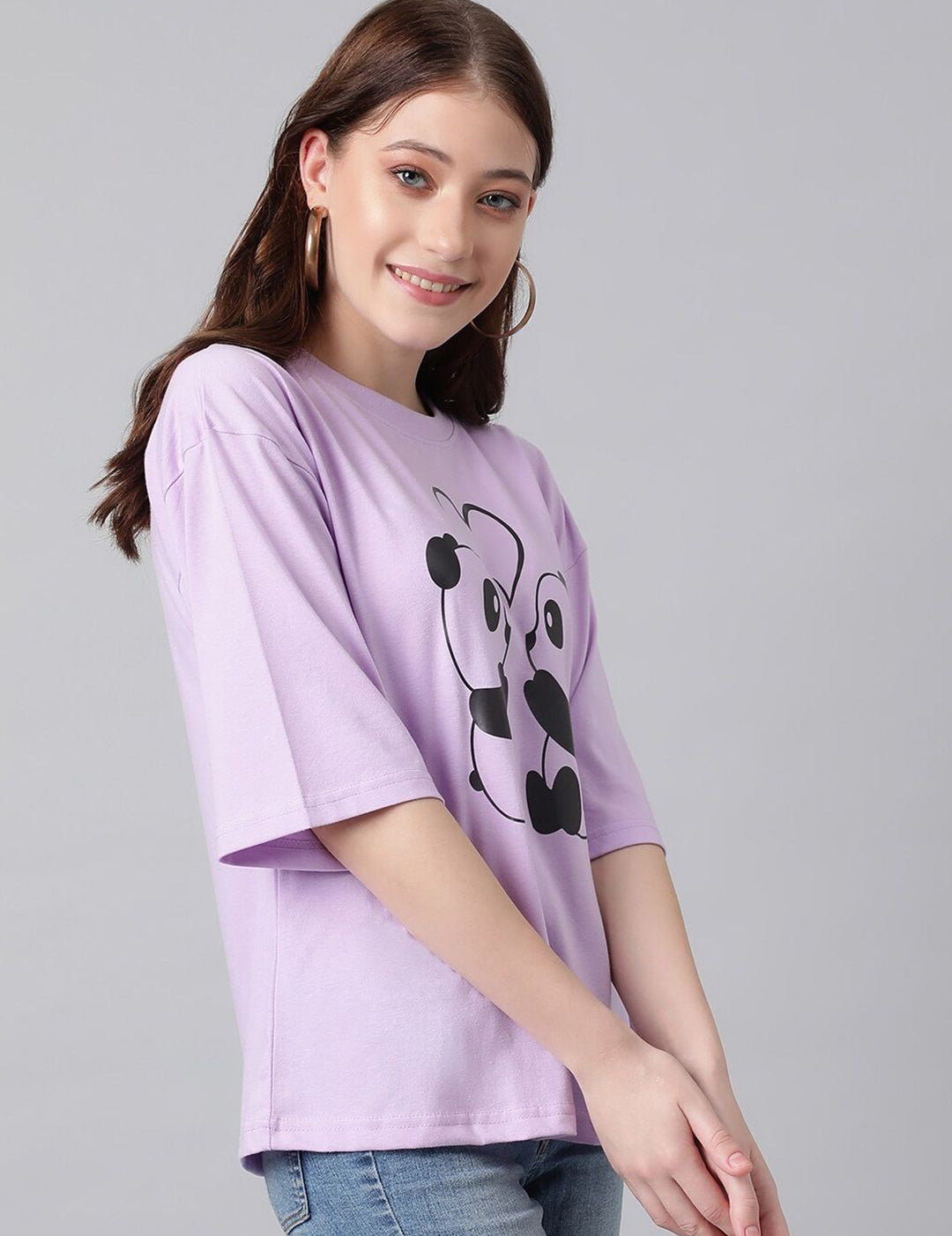 Kotty Graphic Printed Drop Shoulder Sleeves Oversized T-shirt
