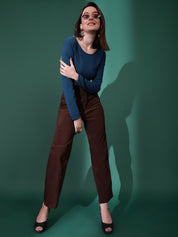 Kotty Women Solid Boat Neck Top