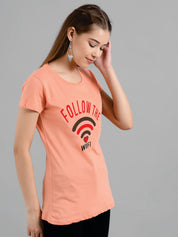 Kotty Typography Printed Scoop Neck Longline T-shirt