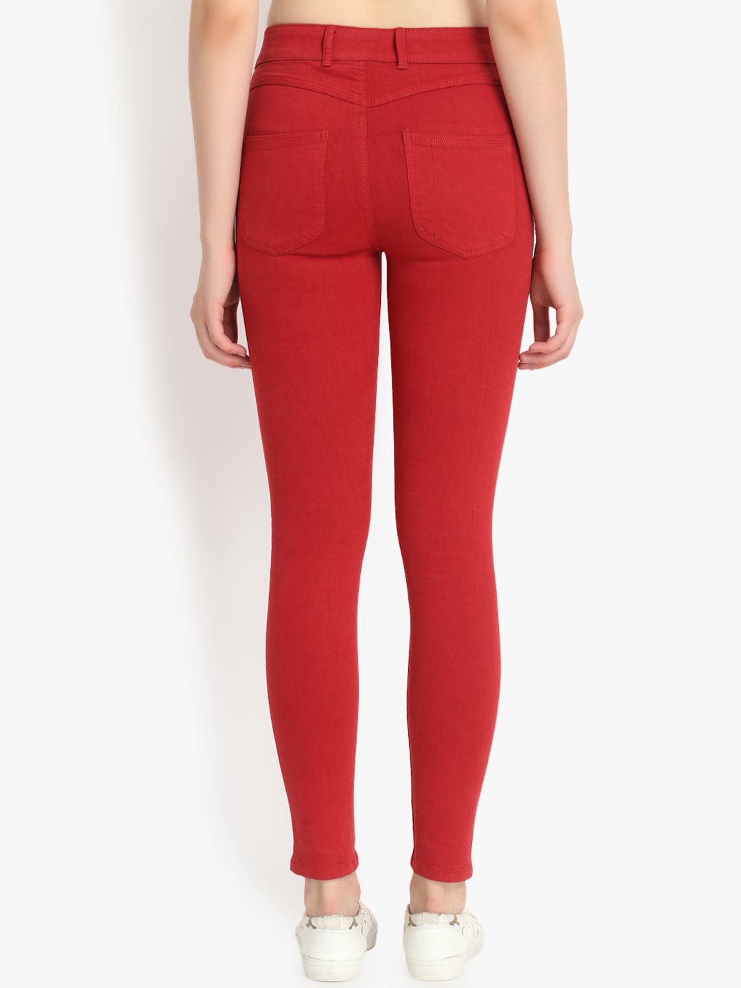 Kotty Women Red Skinny Fit High-Rise Clean Look Stretchable Jeans