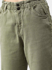 Kotty Women Olive Green Boyfriend Fit High-Rise Clean Look Jeans