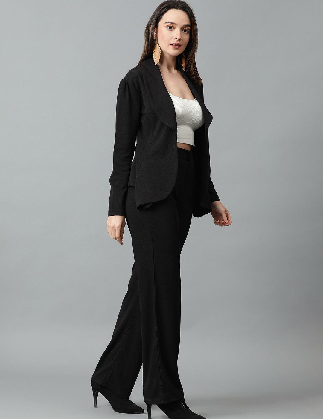 Kotty Black Shawl Neck Blazer With Trousers
