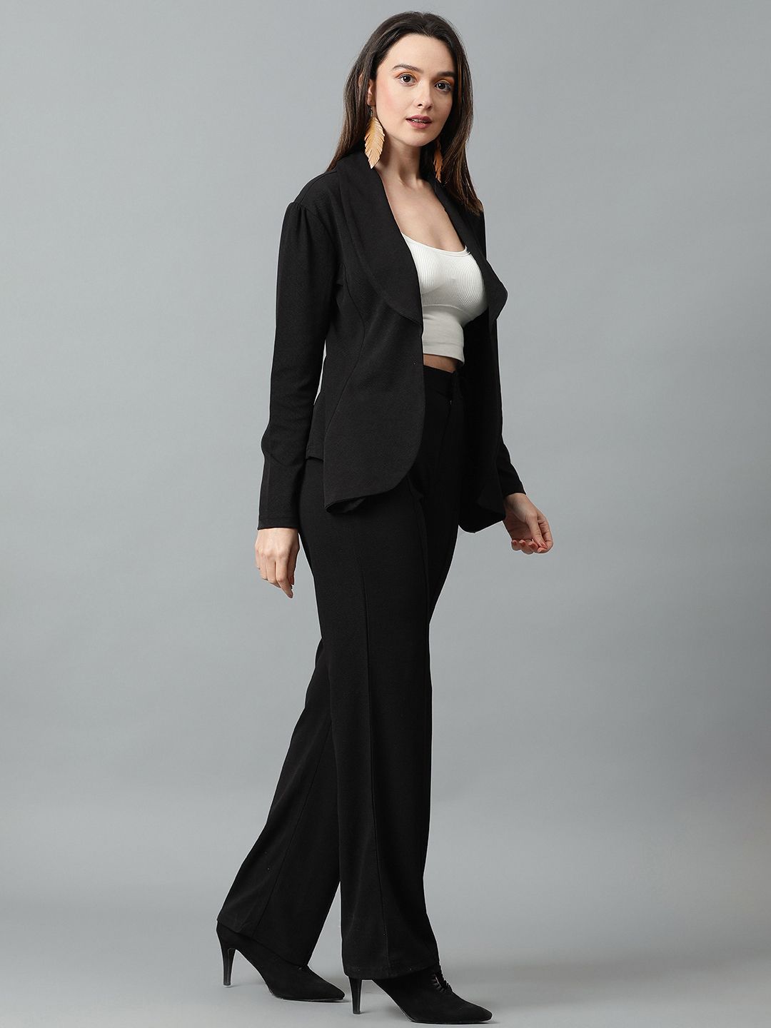 Kotty Black Shawl Neck Blazer With Trousers
