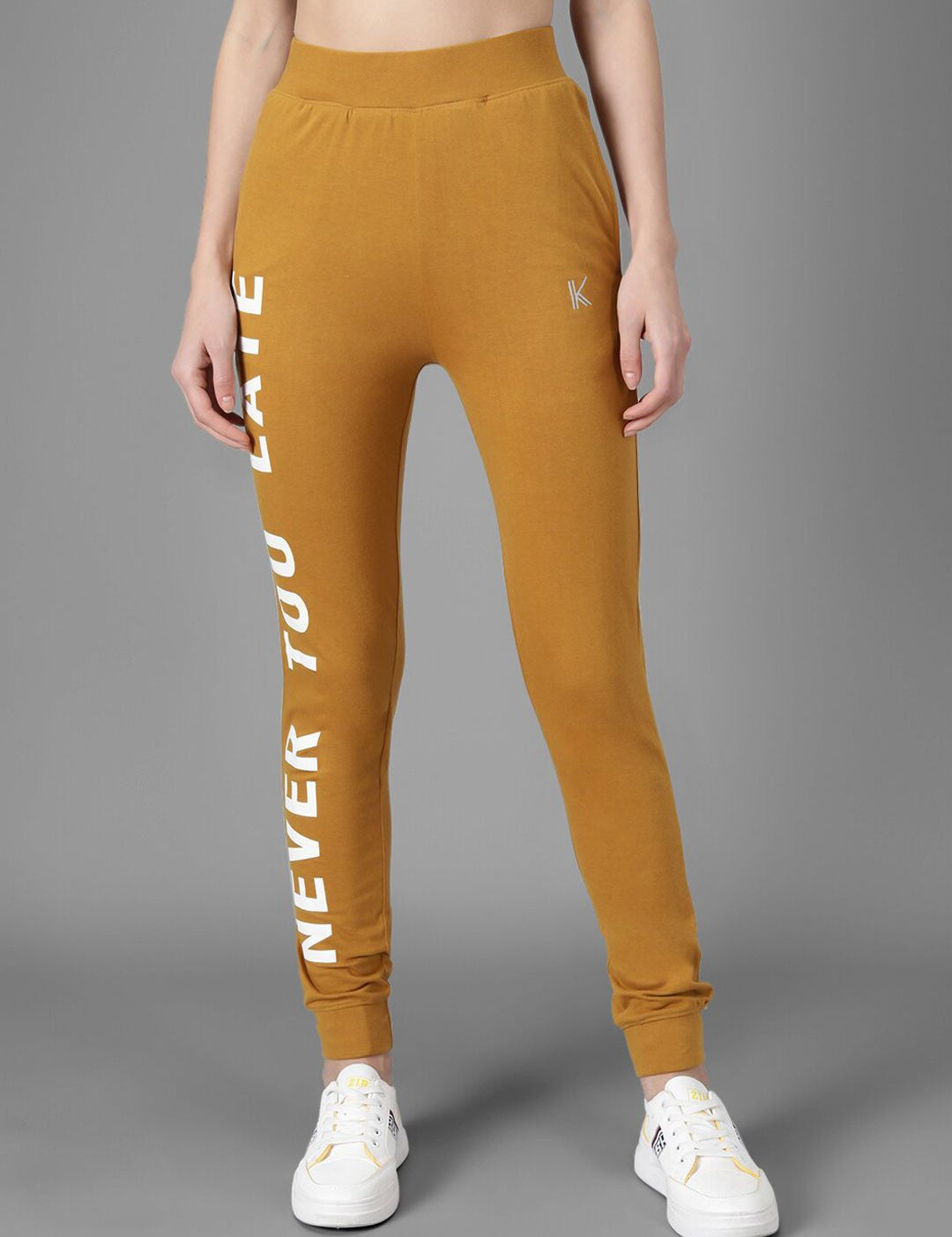 Kotty Women Mustard Yellow & White Printed Joggers