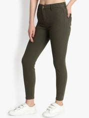 Kotty Women Olive Green Skinny Fit High-Rise Clean Look Jeans