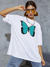 Kotty Graphic Printed Drop Shoulder Sleeves Oversize Fit T-shirt