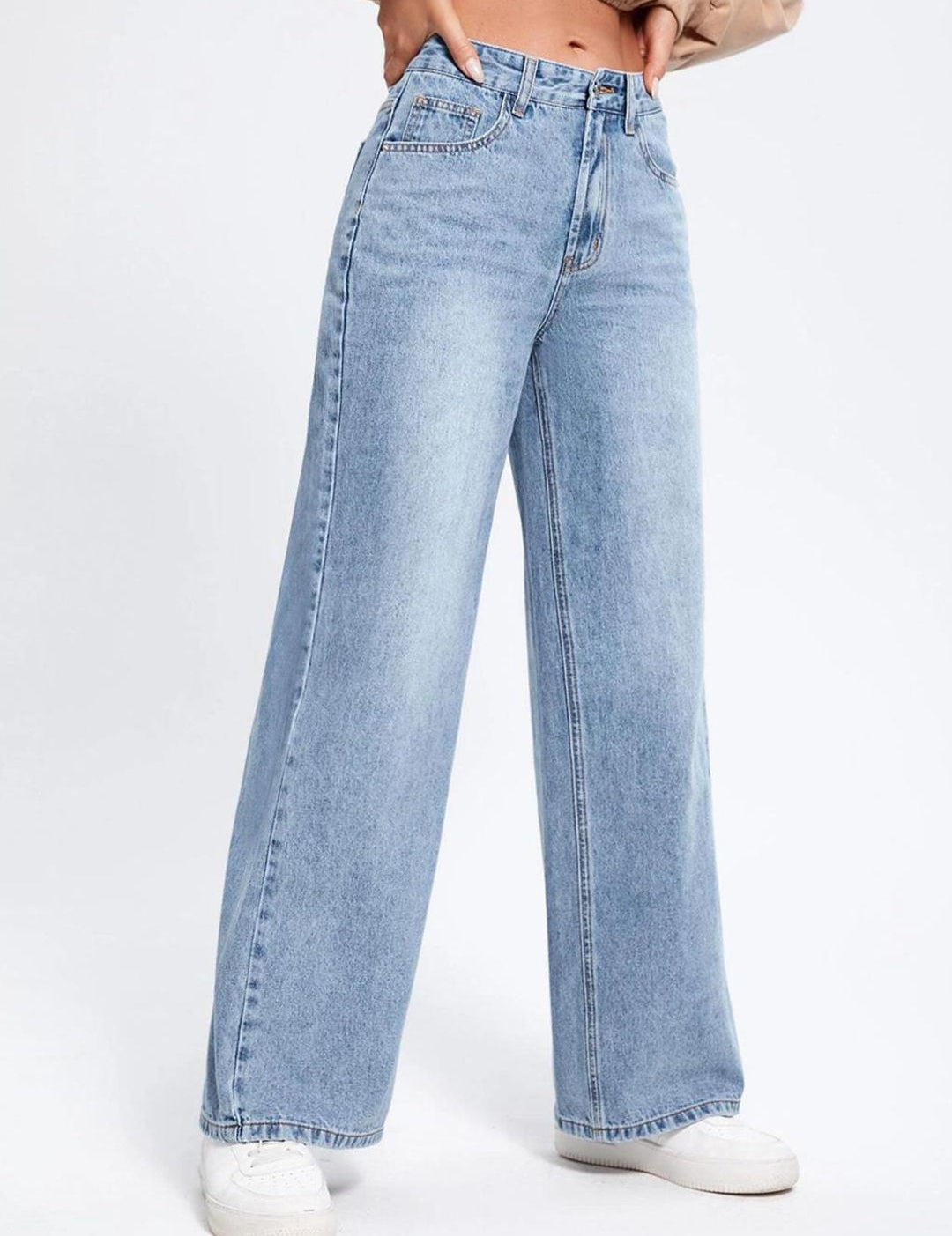 Kotty Blue Women Jean Straight Fit High-Rise Heavy Fade Clean Look Stretchable Jeans