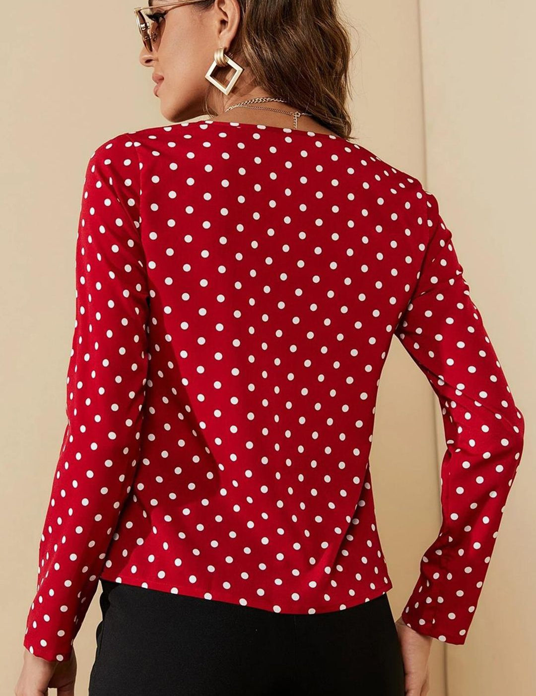 Kotty Red Polka Dot Printed Top