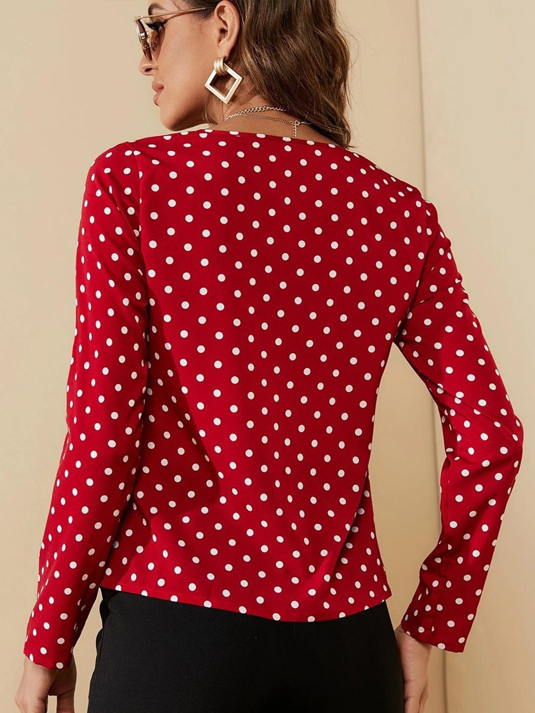Kotty Red Polka Dot Printed Top