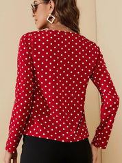 Kotty Red Polka Dot Printed Top