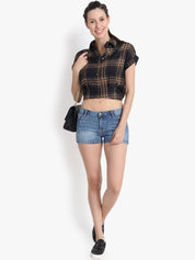 Kotty Women Blue Washed Regular Fit Hot Pants