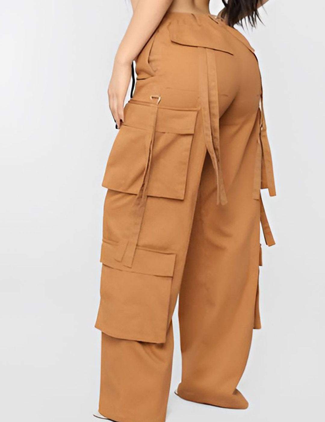 Kotty Women Relaxed Straight Fit Mid-Rise Easy Wash Cargos Trousers