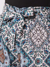 Kotty Women Blue and White Ethnic Motifs Printed Relaxed High-Rise Easy Wash Trousers