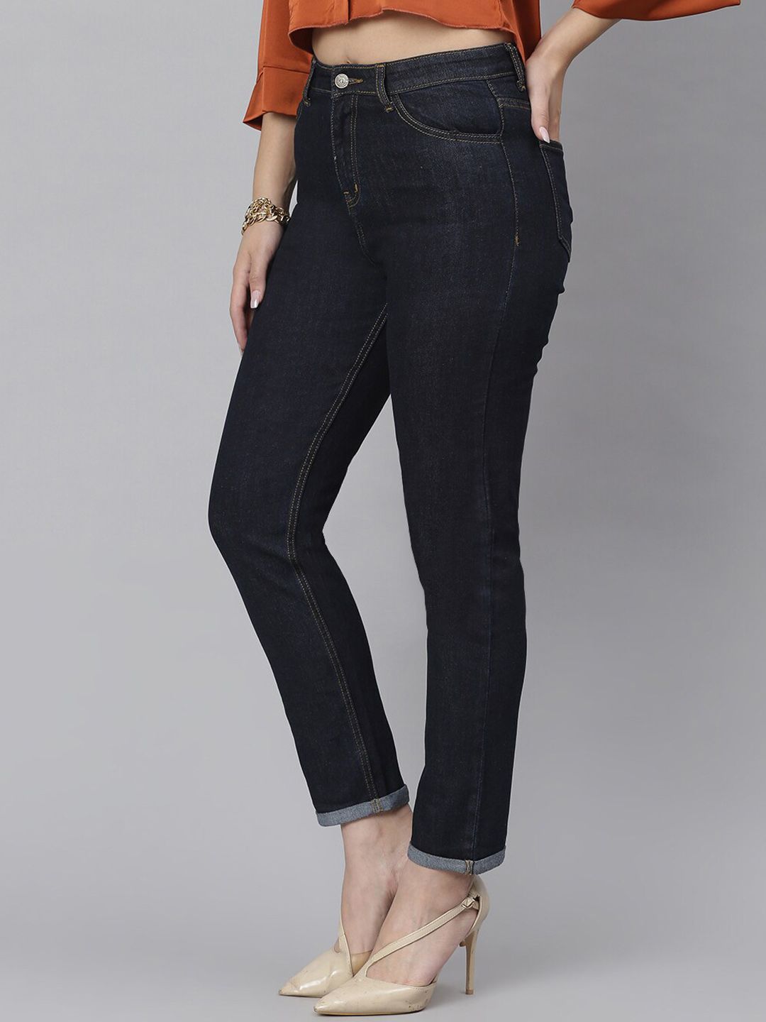 Kotty Women Blue Slim Fit High-Rise Clean Look Jeans