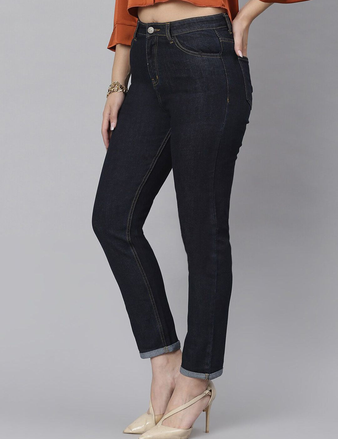 Kotty Women Blue Slim Fit High-Rise Clean Look Jeans