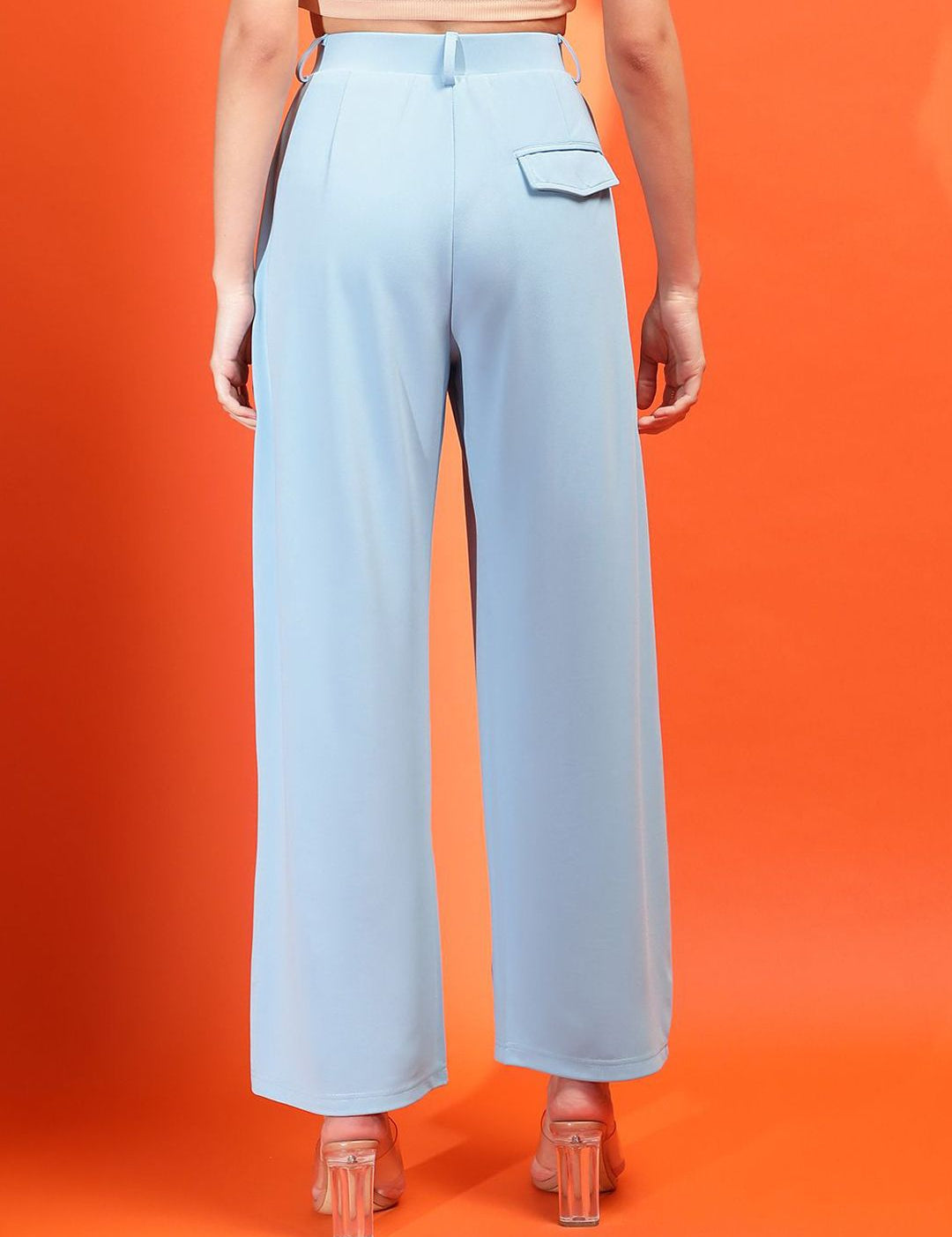 KOTTY BIZwear Women Relaxed Straight Fit Mid-Rise Easy Wash Pleated Parallel Trousers