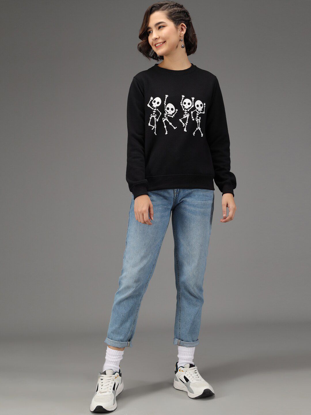 Kotty Women Black Printed Sweatshirt