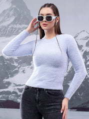 Kotty Women Round Neck Fuzzy Pullover
