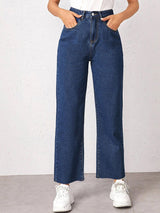 Kotty Women Navy Blue Jean Straight Fit High-Rise Stretchable Jeans