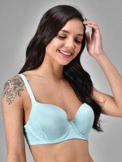 Kotty Turquoise Blue Solid Lightly Padded Underwired T-shirt Bra-KTTWOMENSBRA01