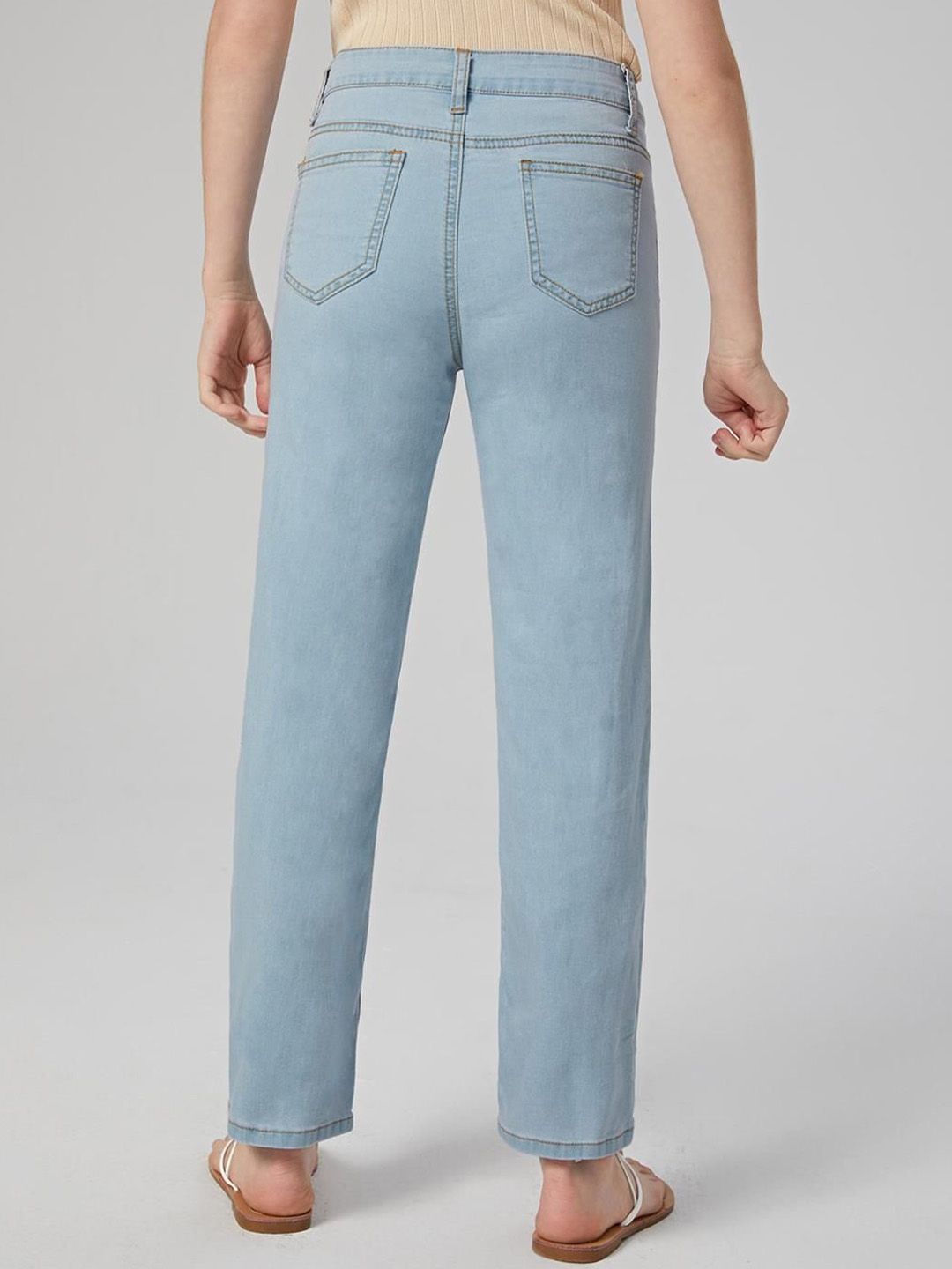 Kotty Girls Jean Blue Mid-Rise Clean Look Stretchable Cropped Jeans