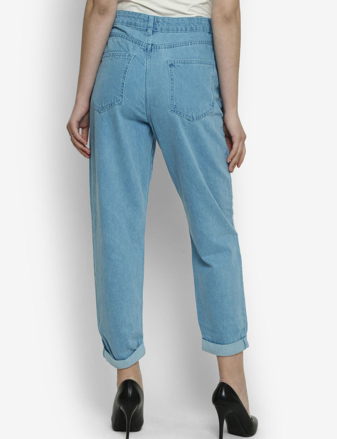 Kotty Women Blue Boyfriend Fit High-Rise Clean Look Jeans