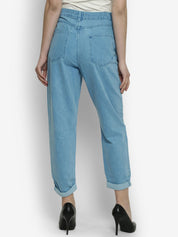 Kotty Women Blue Boyfriend Fit High-Rise Clean Look Jeans