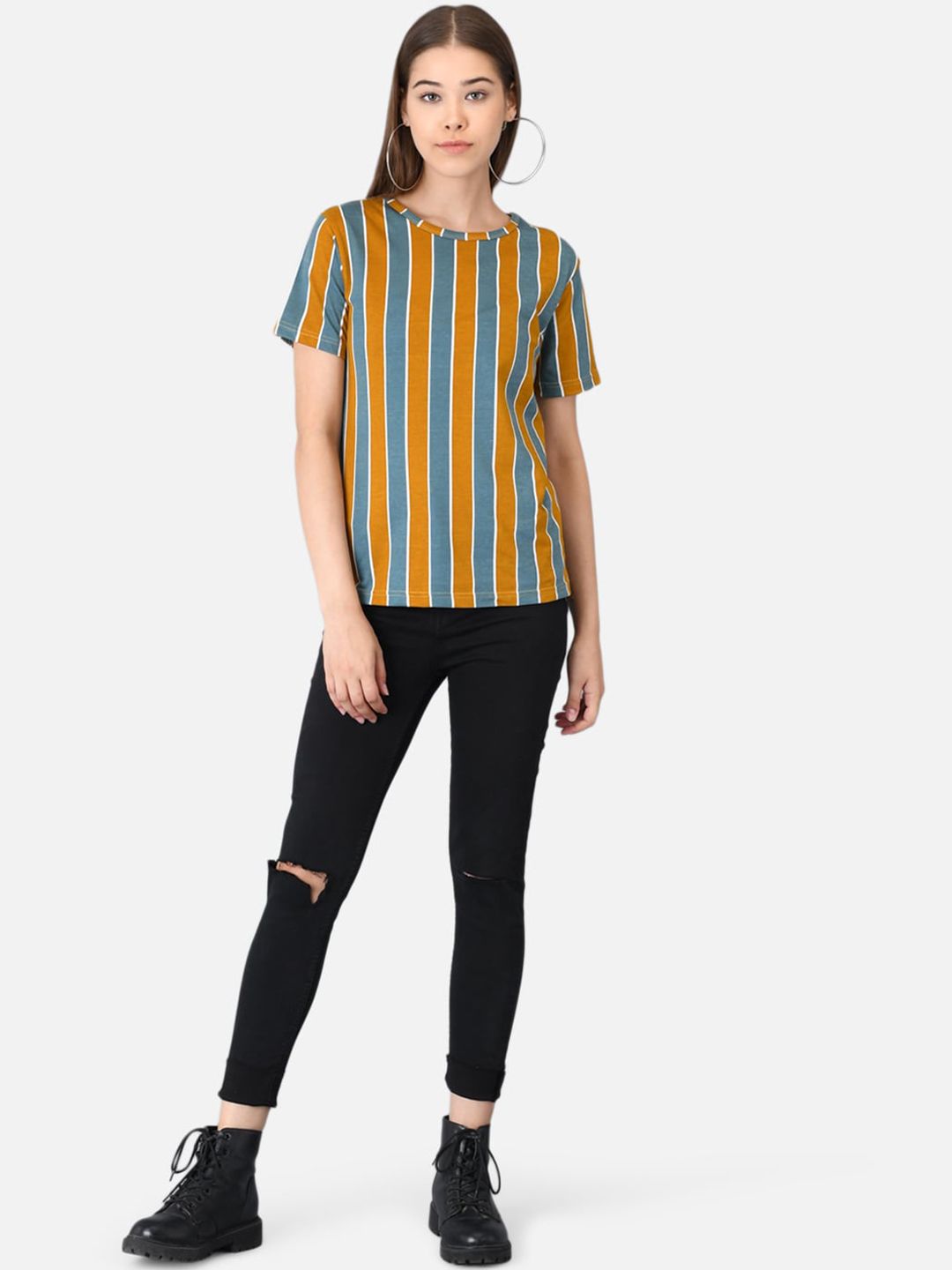 Kotty Women Pack of 2 Multicoloured Colourblocked Round Neck T-shirts